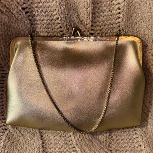 Vintage Walborg Gold Kiss Lock Evening Clutch Chain Handmade in Hong Kong